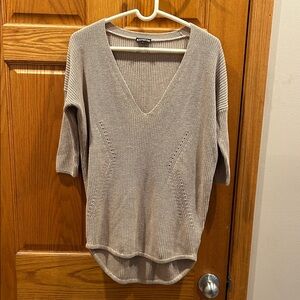 Express Women's V-Neck Sweater - Taupe